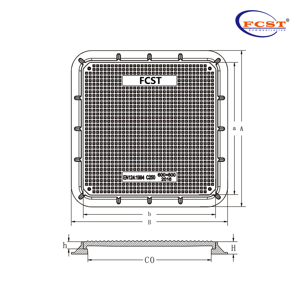 FCST-C250-SMC01 SMC Square Manhole Cover & Frame Dedicated To Gas Station
