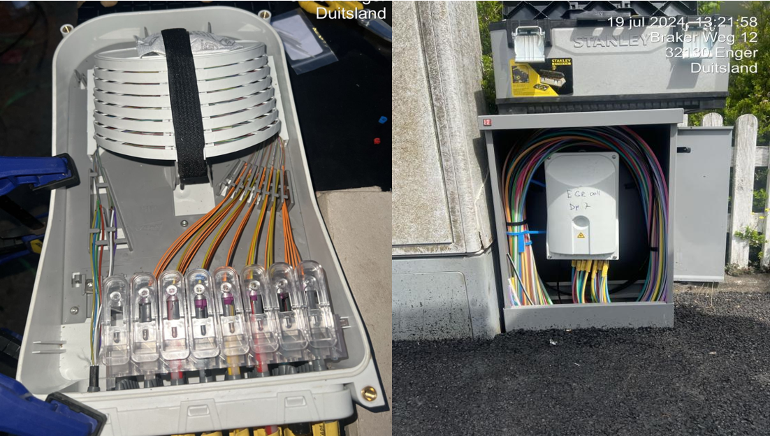 After the microcable is in place, perform fusion splicing to connect the fiber optic cables