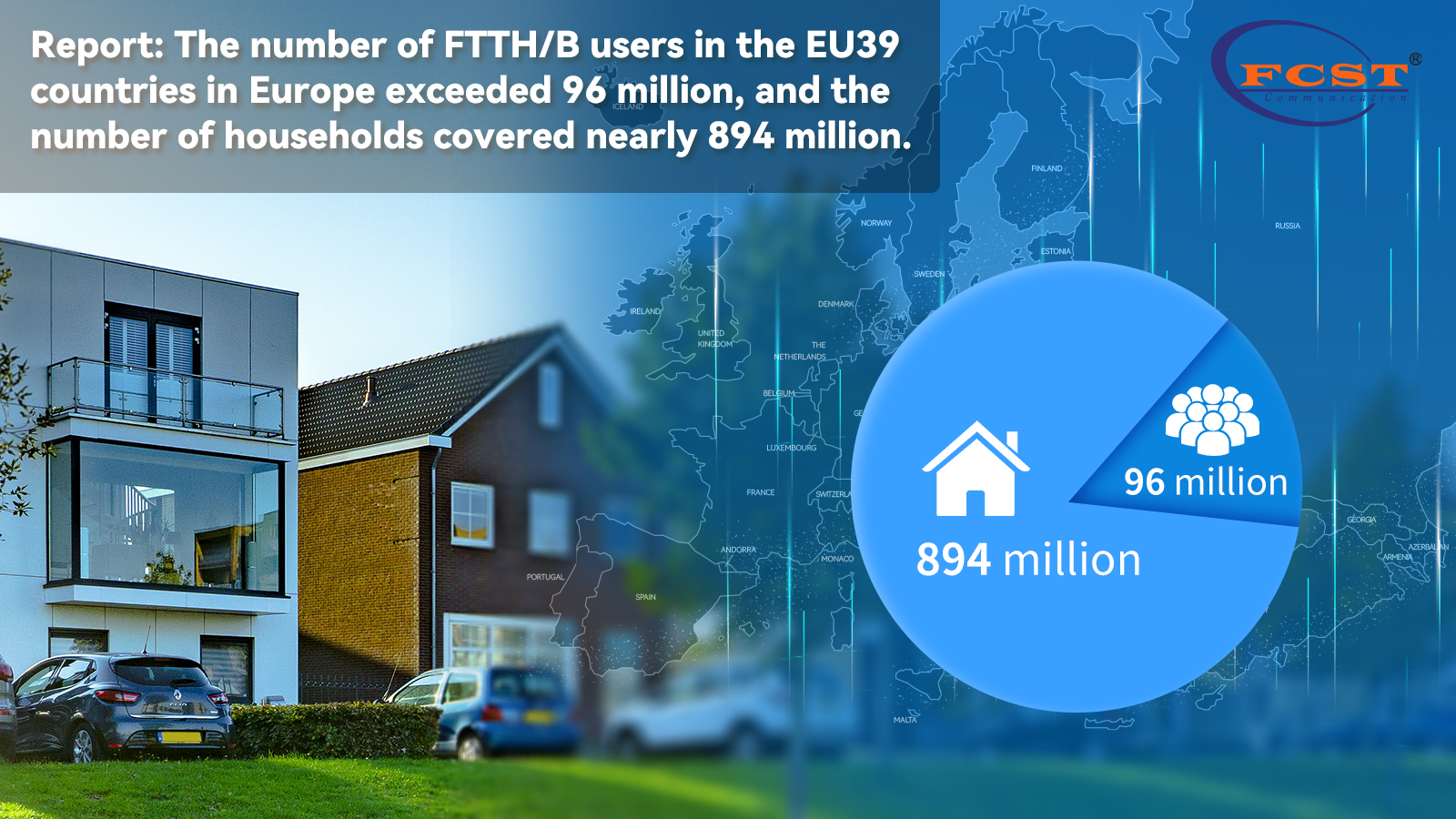 Report: The number of FTTH/B users in the EU39 countries in Europe exceeded 96 million, and the number of households covered nearly 894 million.
