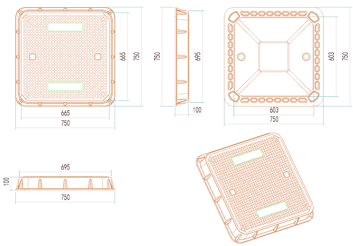 Square type manhole cover D400